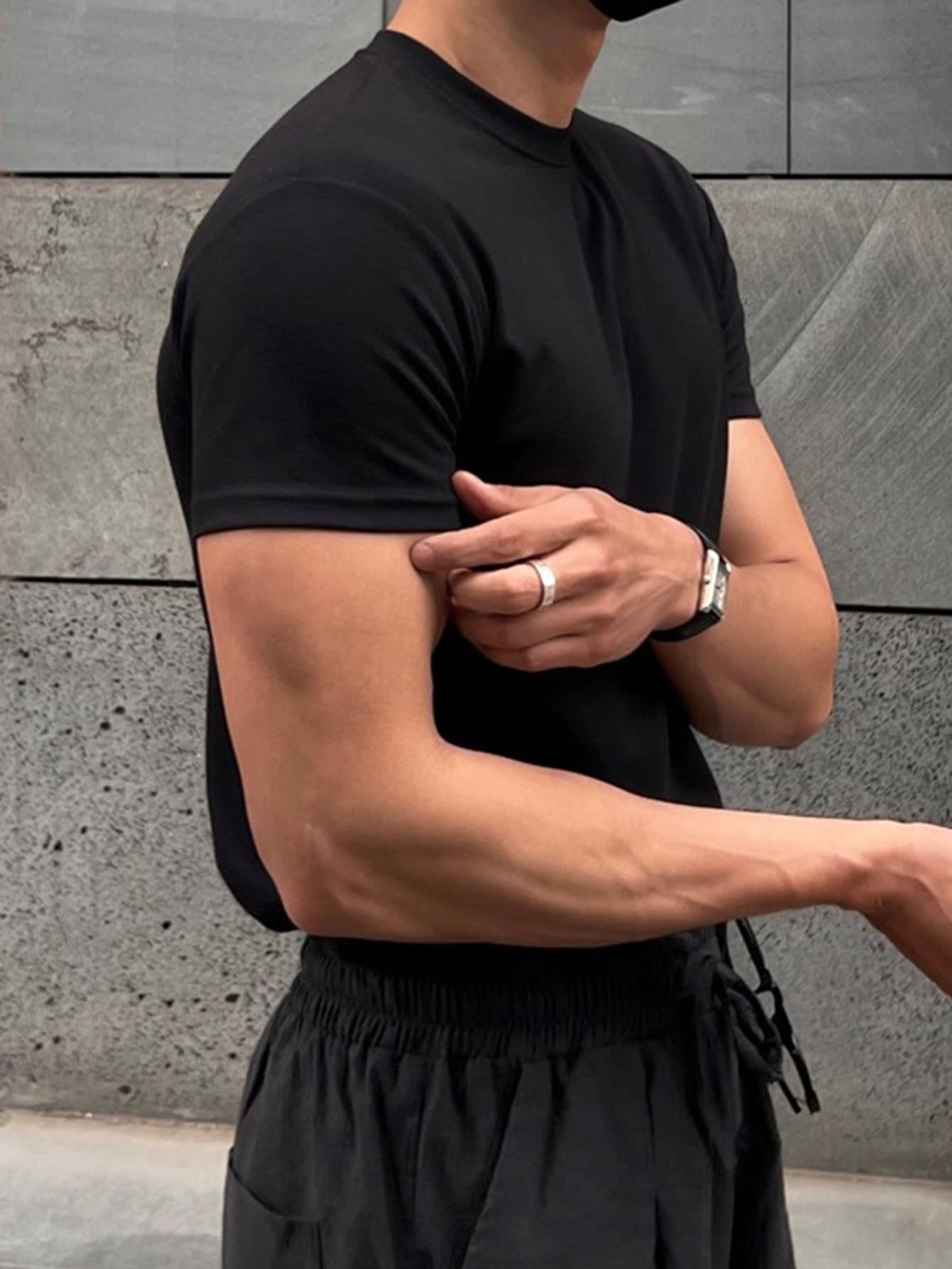 DAZY Men Cotton Solid round Neck Tee