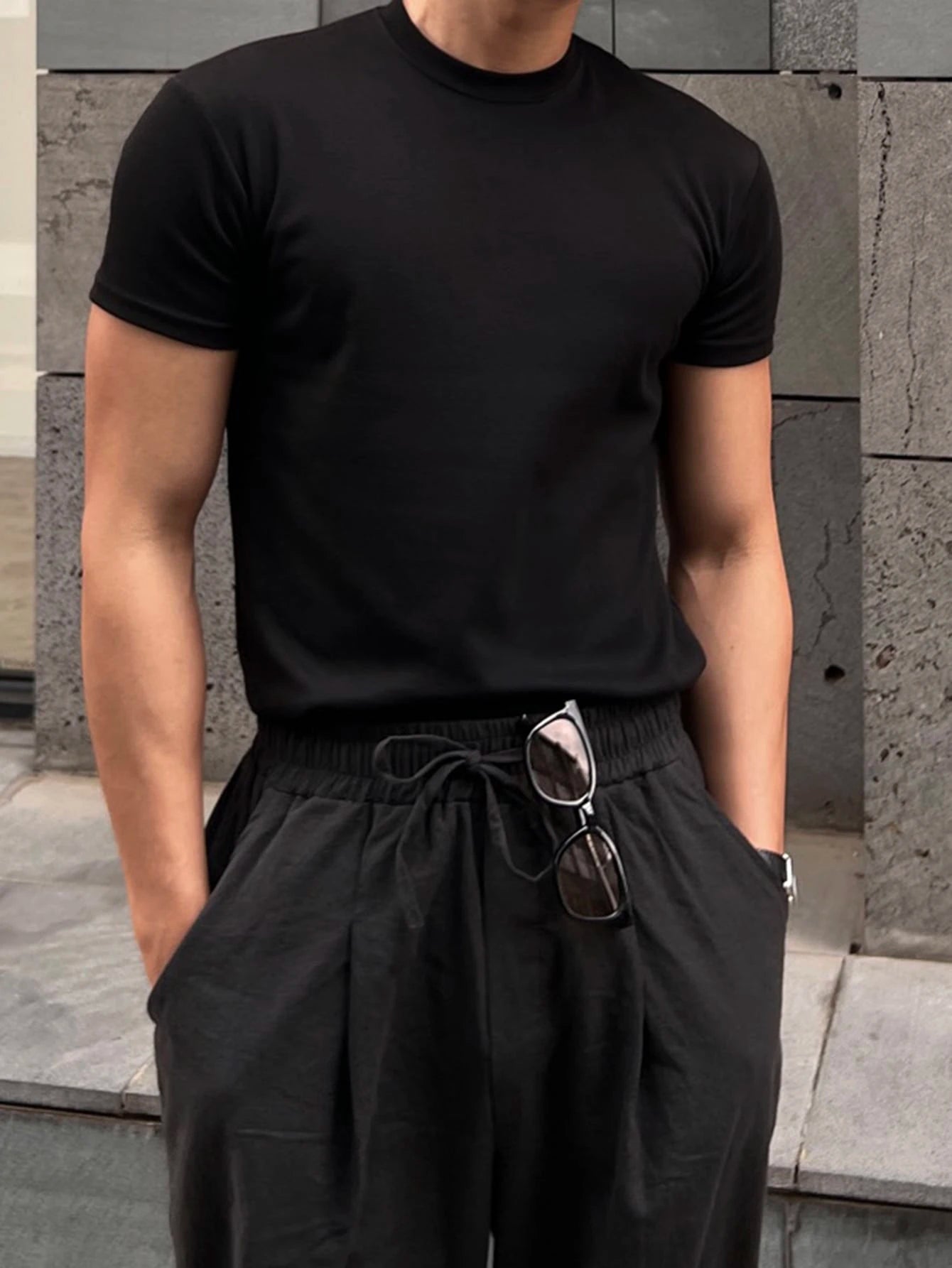 DAZY Men Cotton Solid round Neck Tee