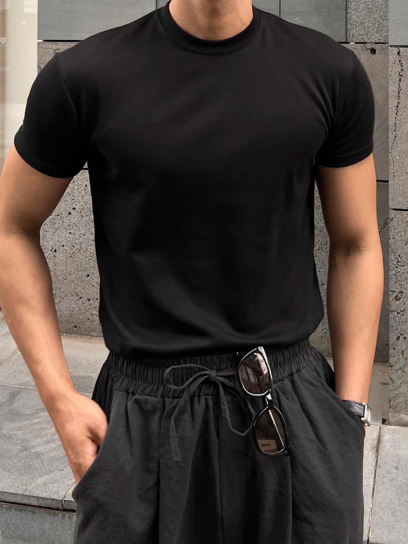 DAZY Men Cotton Solid round Neck Tee