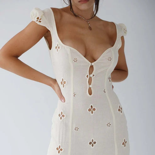 Isabella - Vintage Geborduurde Fishtail Midi-jurk