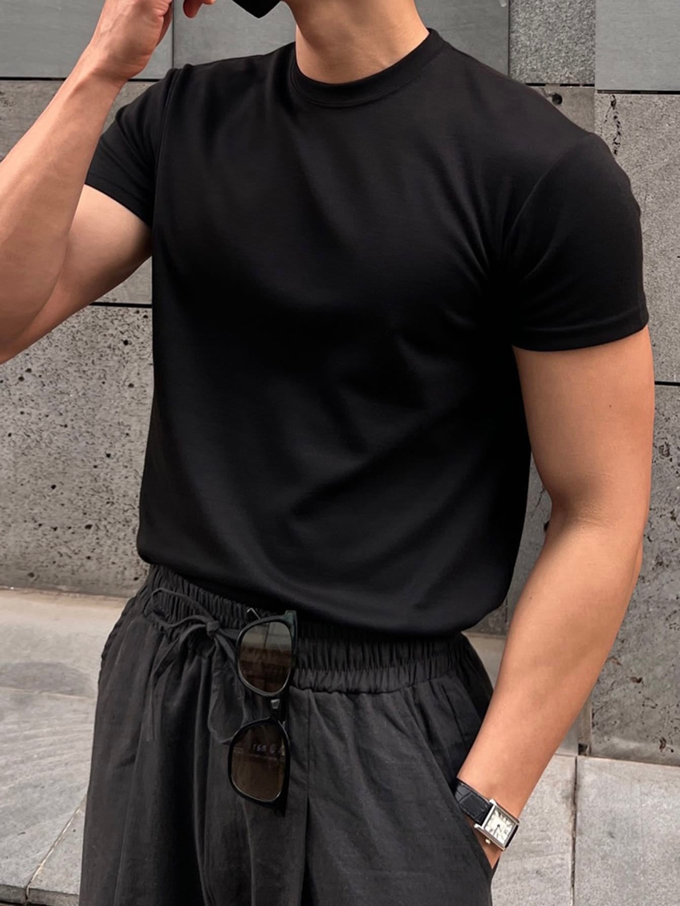 DAZY Men Cotton Solid round Neck Tee