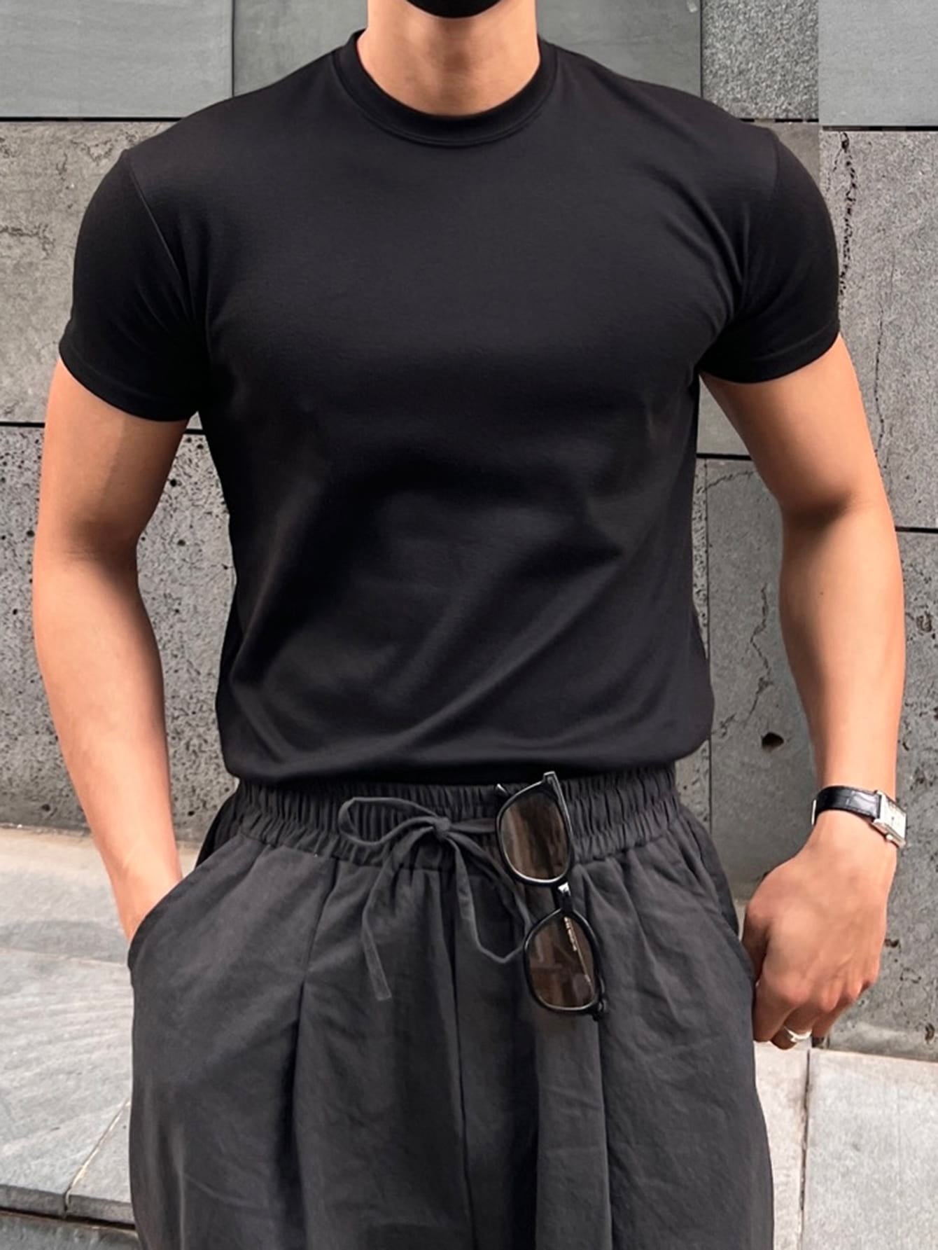 DAZY Men Cotton Solid round Neck Tee